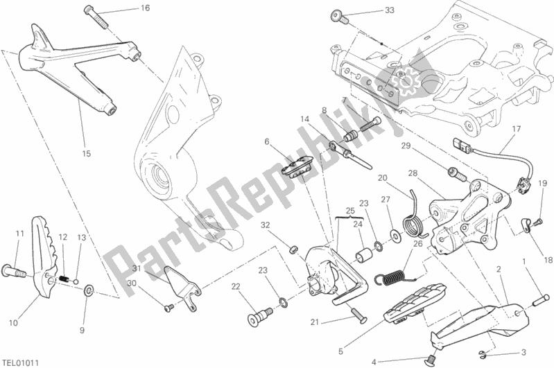 Alle onderdelen voor de Voetsteunen, Juist van de Ducati Diavel Xdiavel S USA 1260 2016